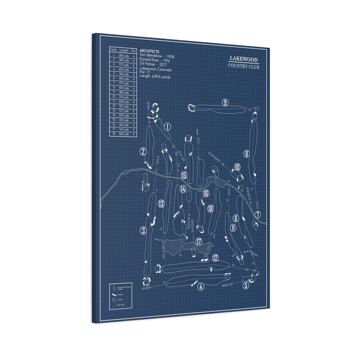 Lakewood Country Club Blueprint (30"x40" Mounted Canvas)