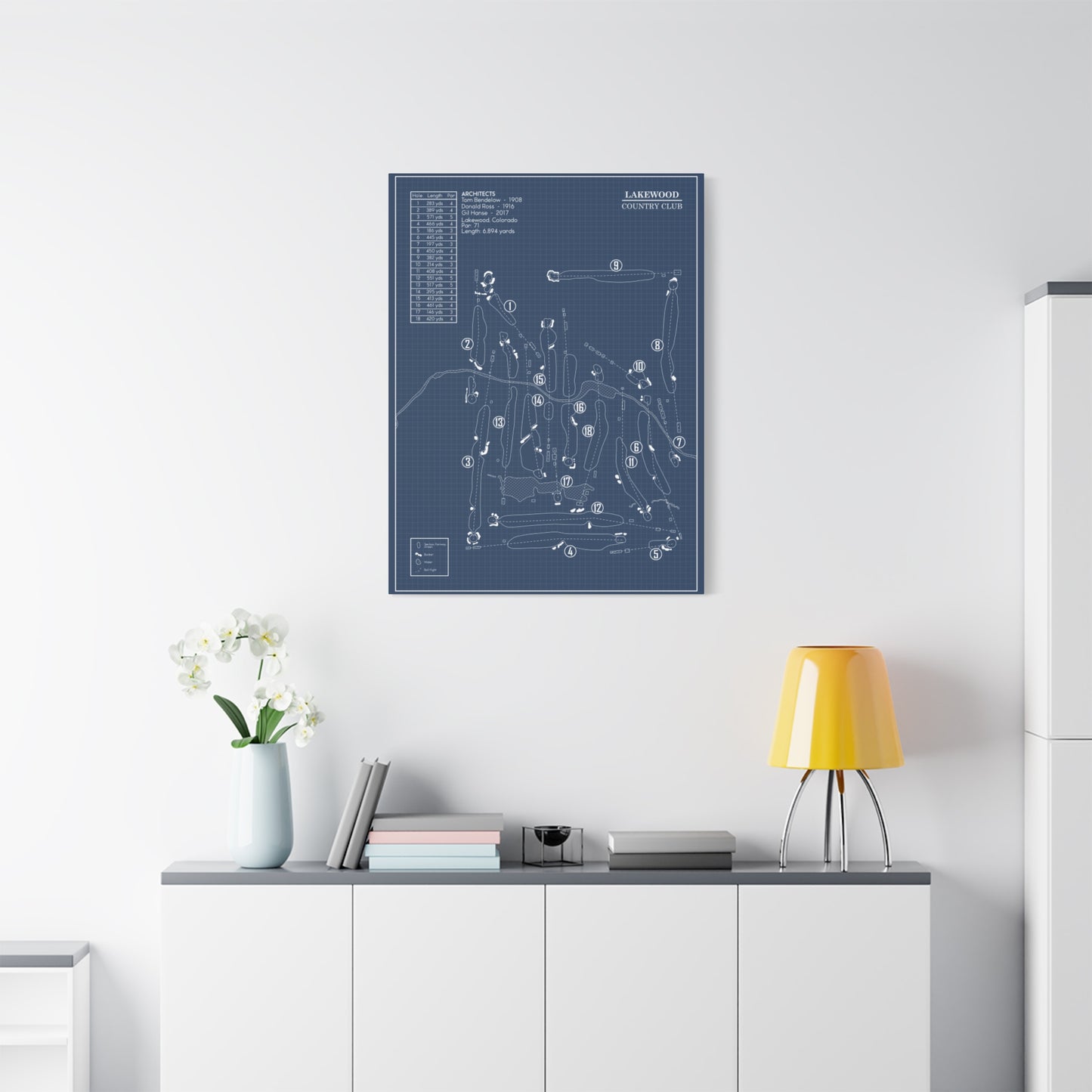 Lakewood Country Club Blueprint (30"x40" Mounted Canvas)