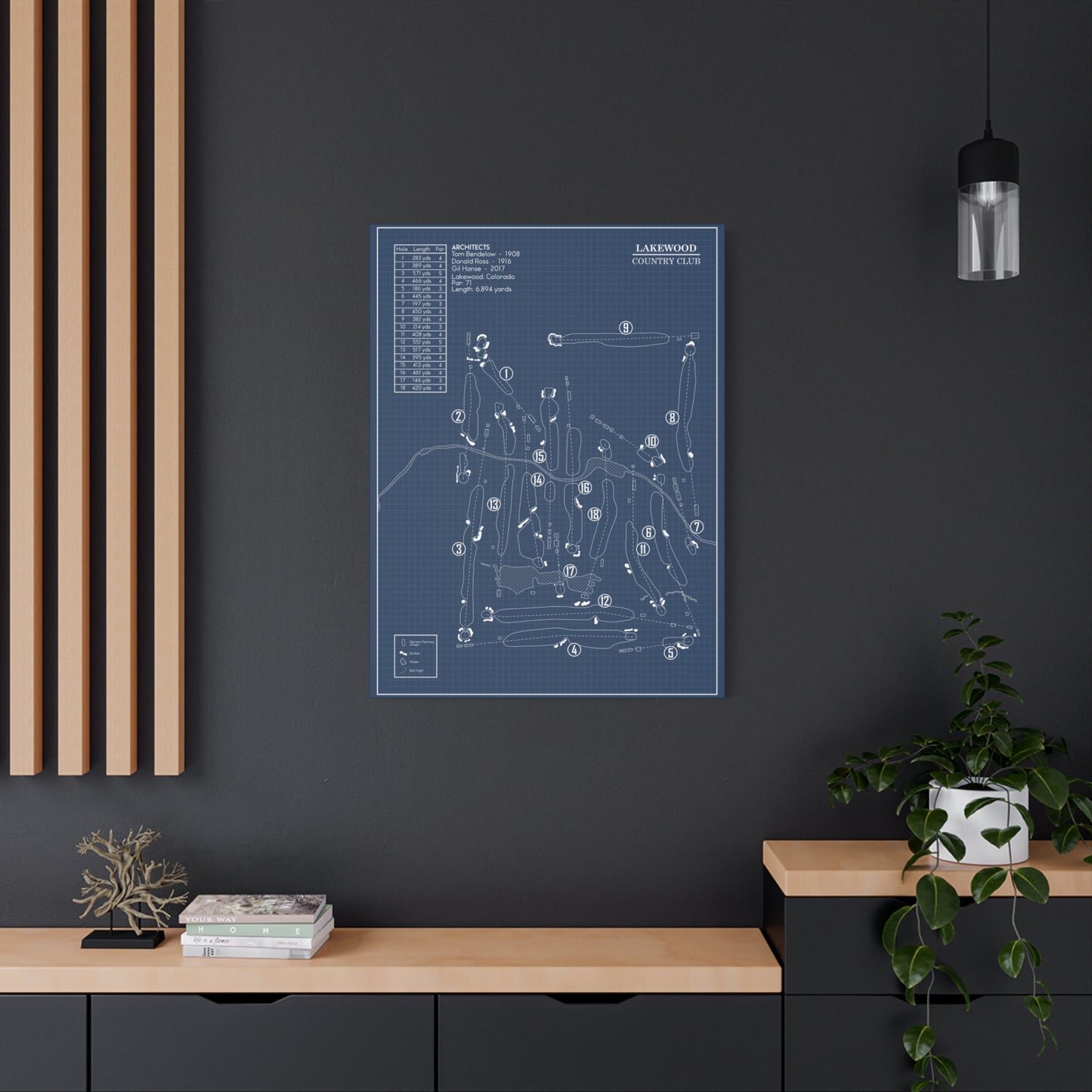 Lakewood Country Club Blueprint (30"x40" Mounted Canvas)