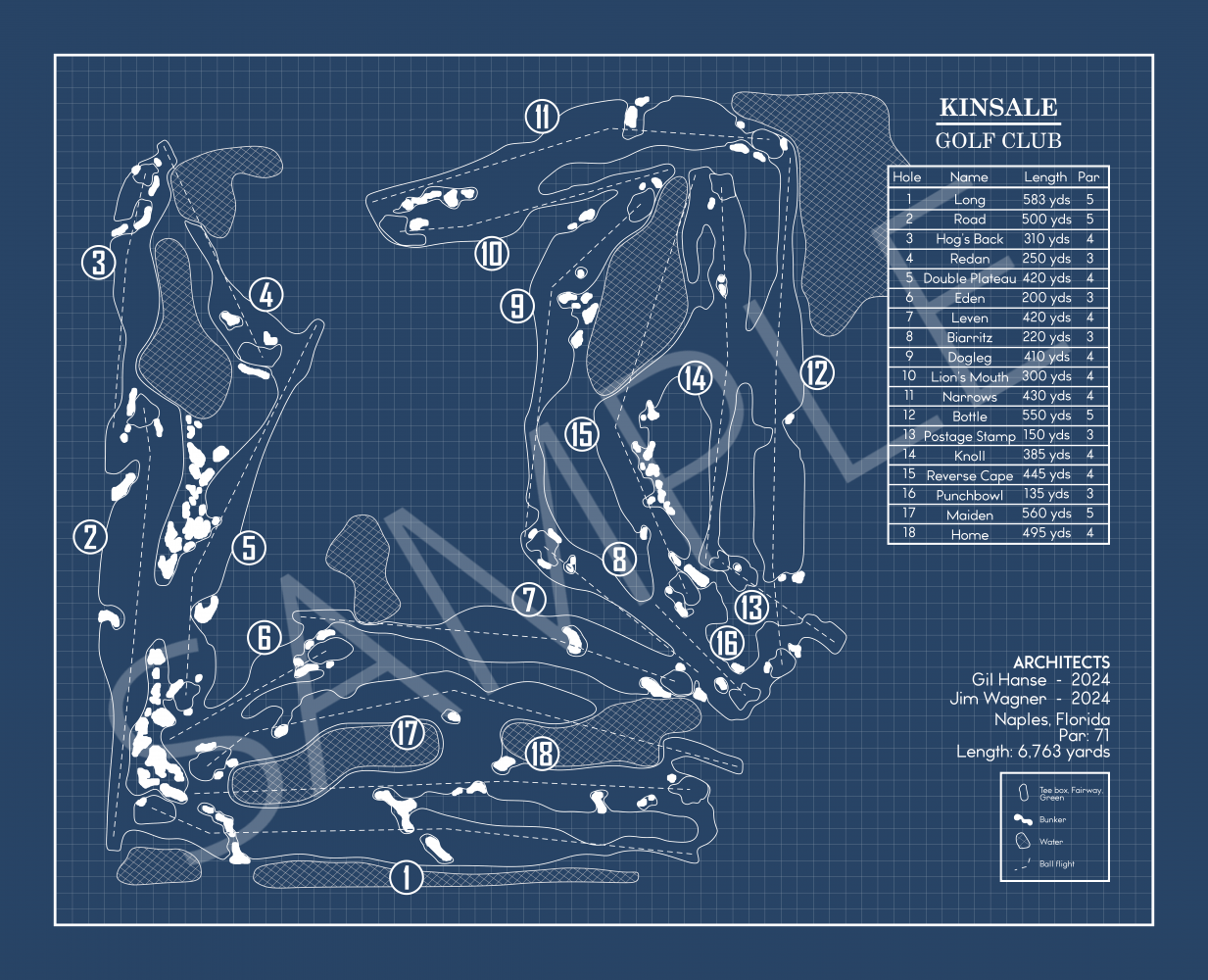 Kinsale Golf Club Blueprint (Print)