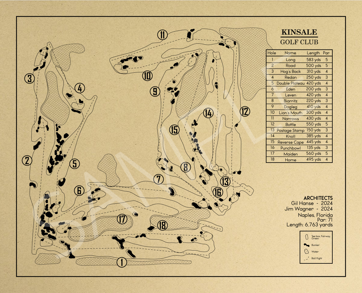 Kinsale Golf Club Outline (Print)