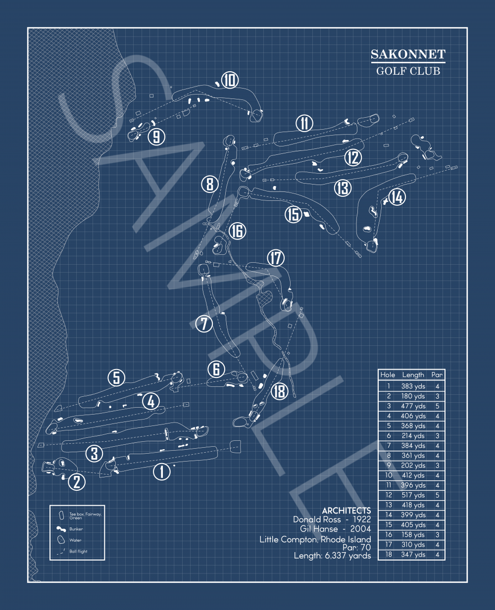 Sakannet Golf Club Blueprint (Print)