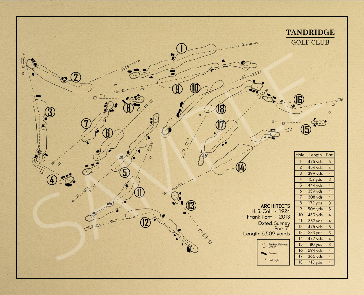 Tandridge Golf Club Outline (Print)