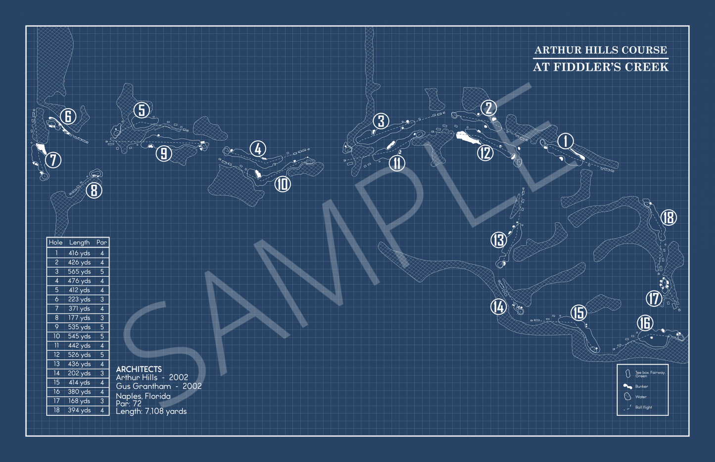 Arthur Hills Course at Fiddler's Creek Blueprint (Print)