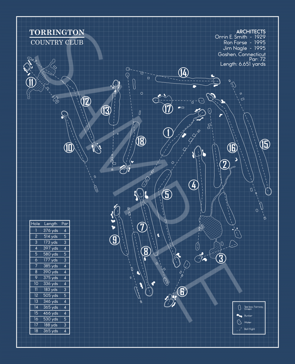 Torrington Country Club Blueprint (Print)