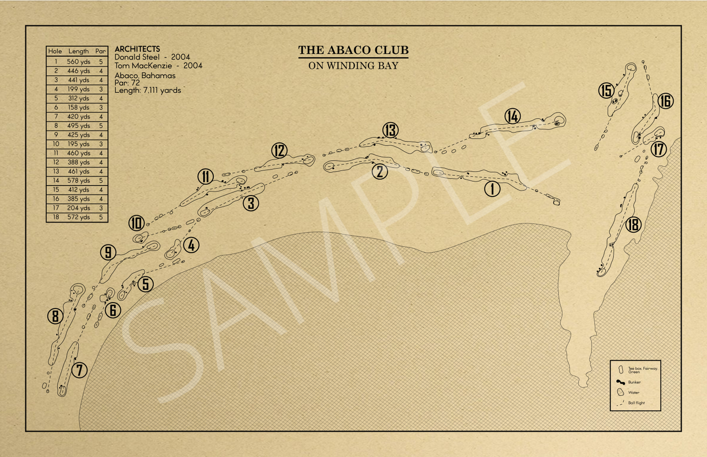 The Abaco Club on Winding Bay Outline (Print)