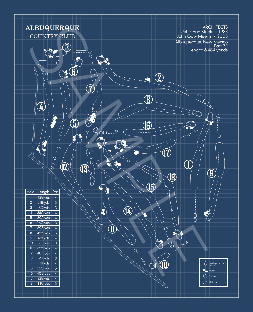 Albuquerque Country Club Blueprint (Print)