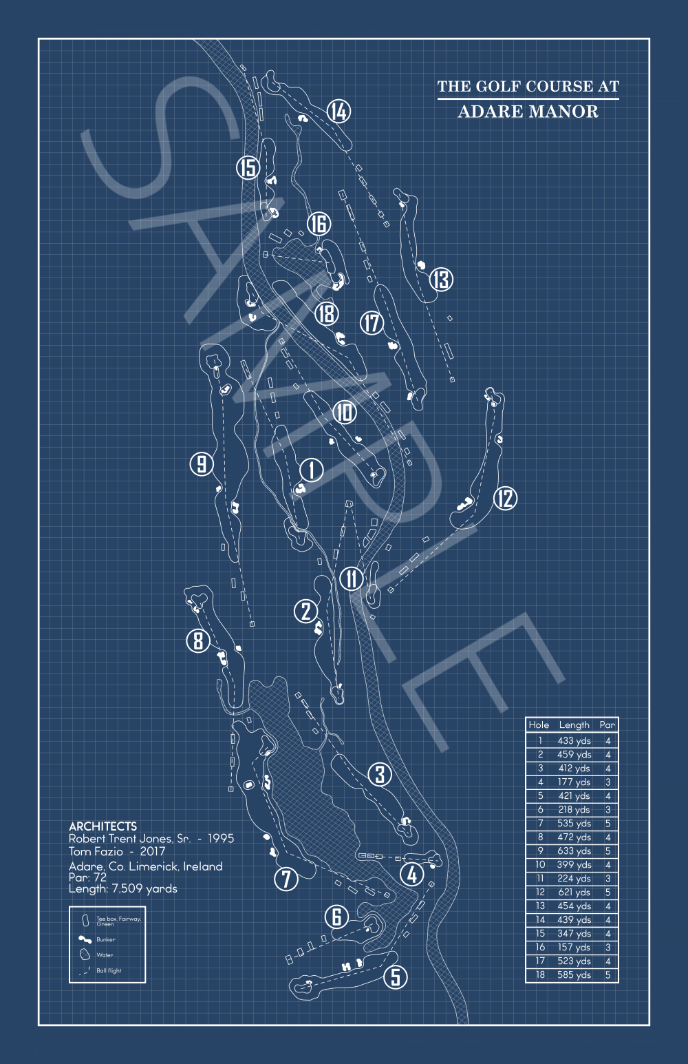 The Golf Course at Adare Manor Blueprint (Print)