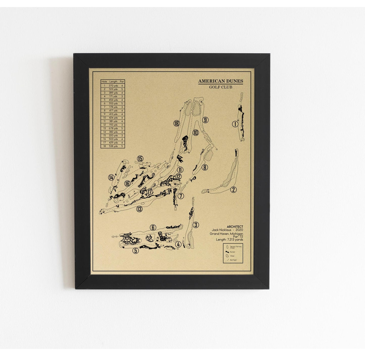American Dunes Golf Club Outline (Print)