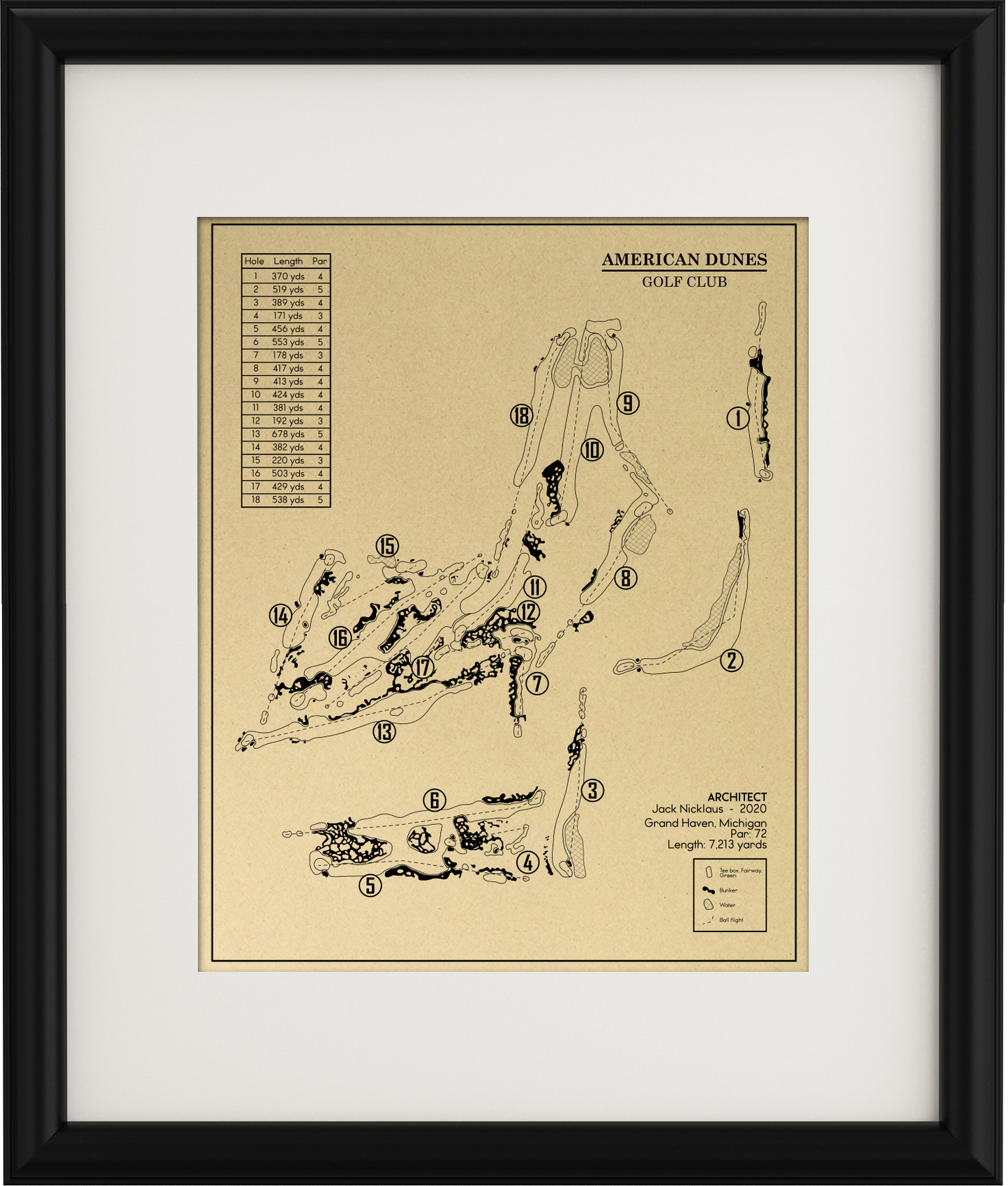 American Dunes Golf Club Outline (Print)