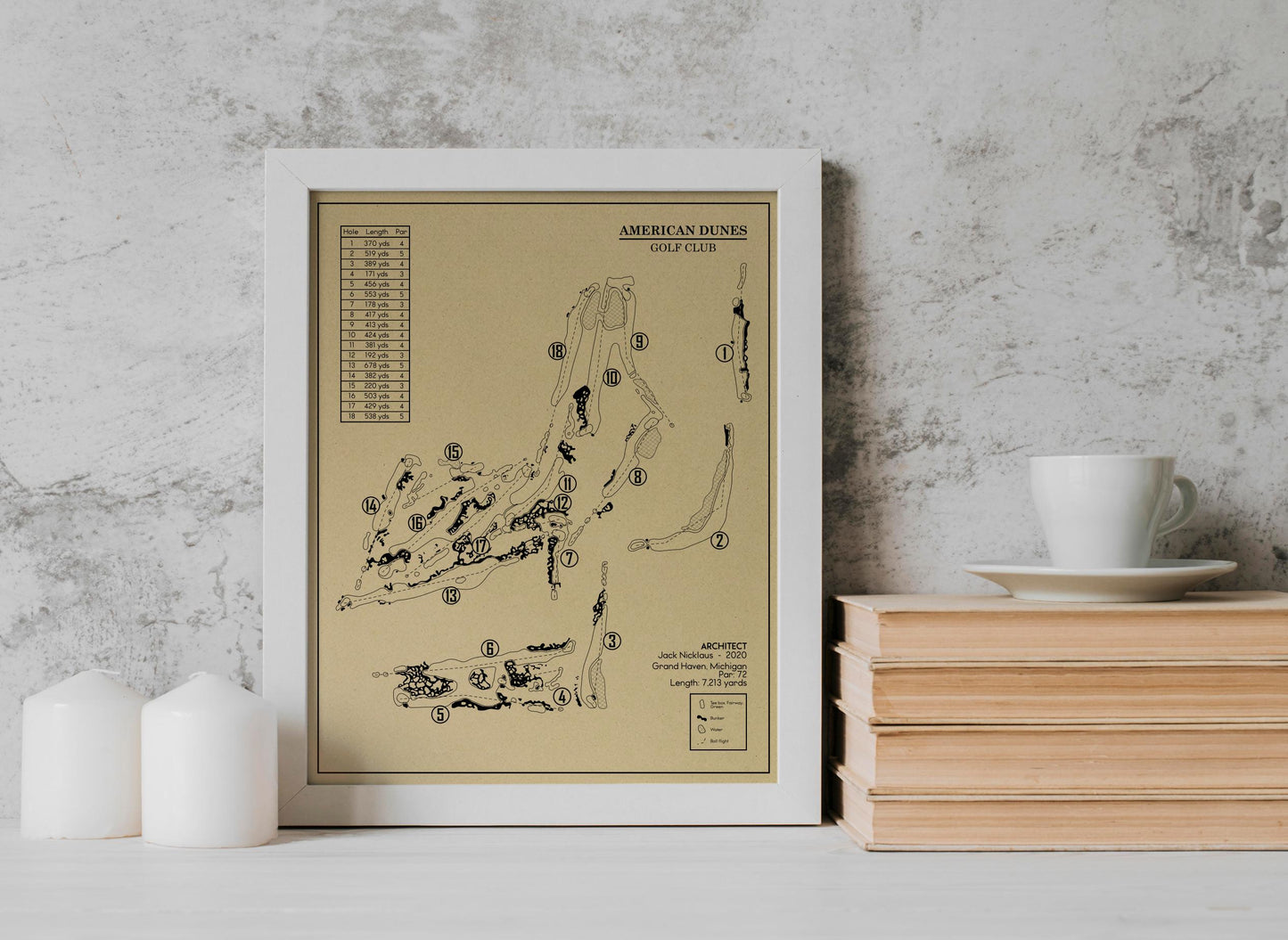 American Dunes Golf Club Outline (Print)