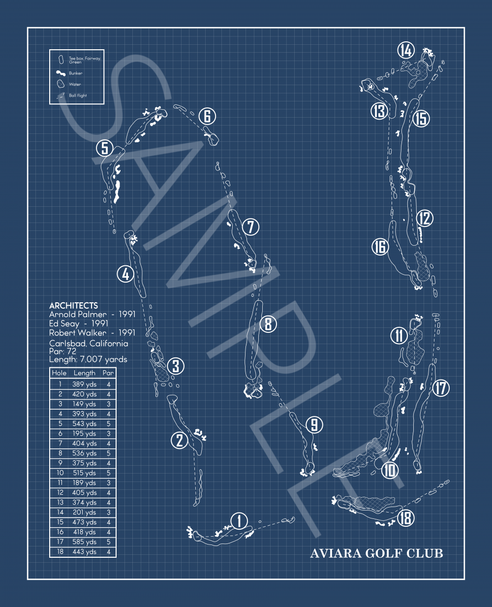 Aviara Golf Club Blueprint (Print)