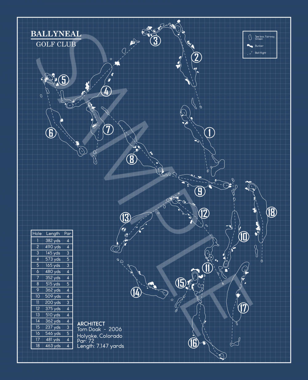 Ballyneal Golf Club Blueprint (Print)