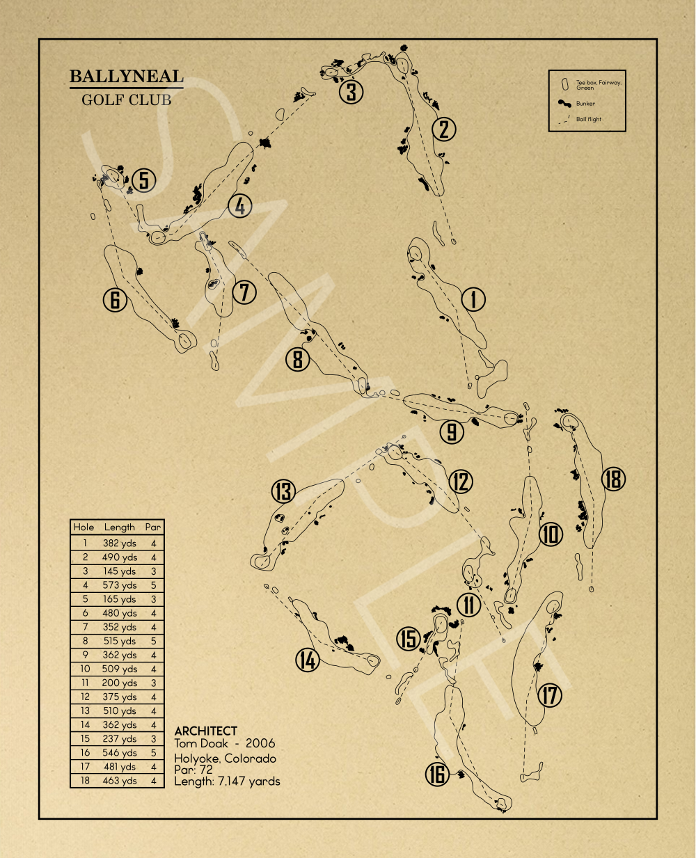 Ballyneal Golf Club Outline (Print)