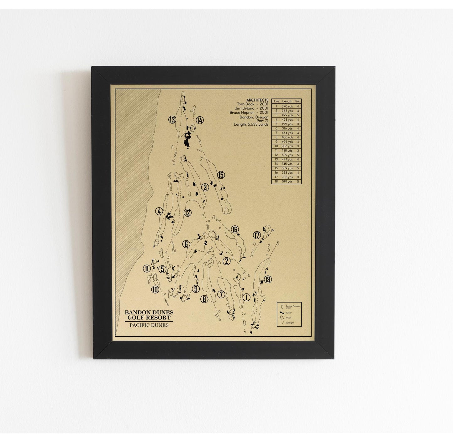 Pacific Dunes at Bandon Dunes Outline (Print)