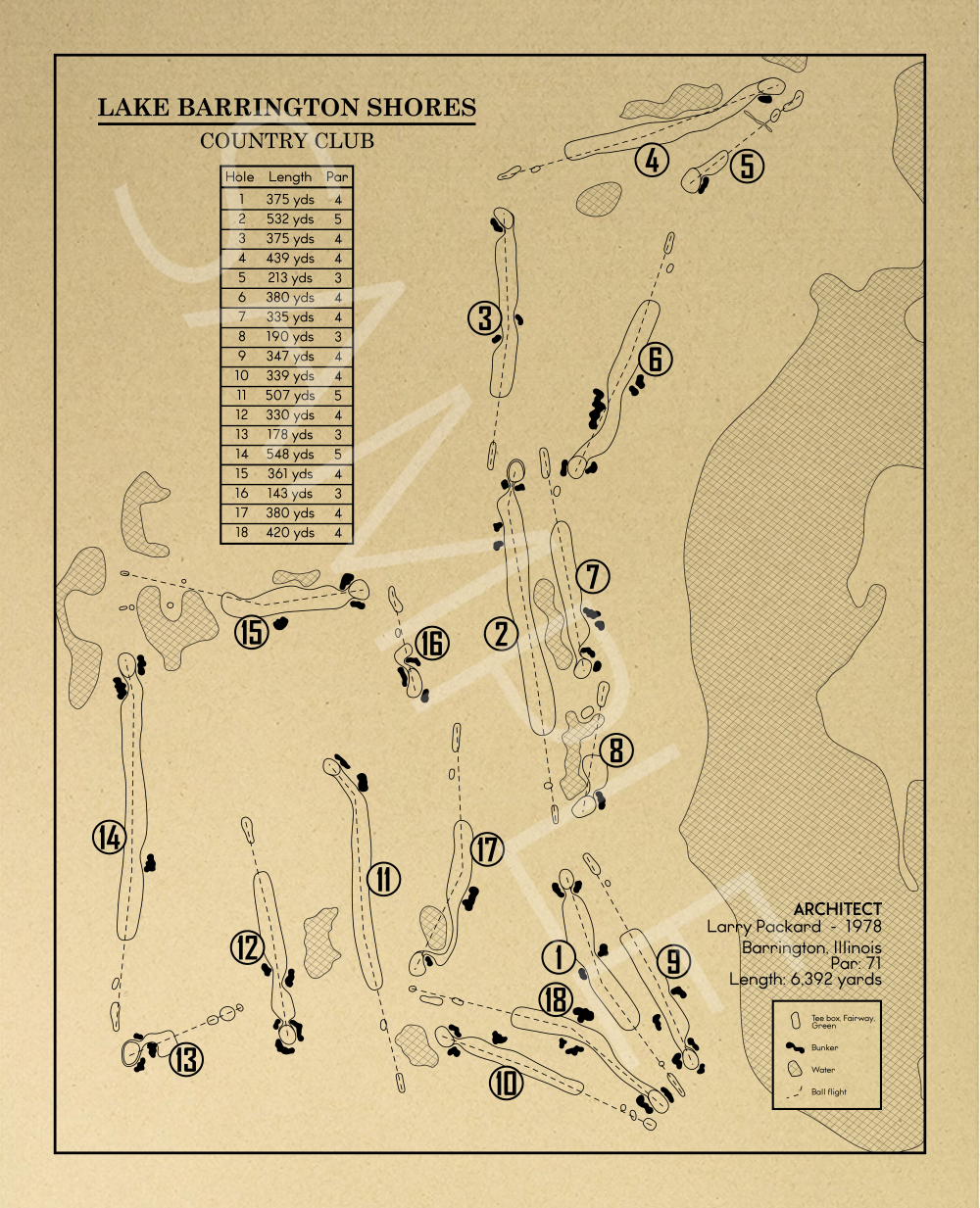 Lake Barrington Shores Country Club Outline (Print)