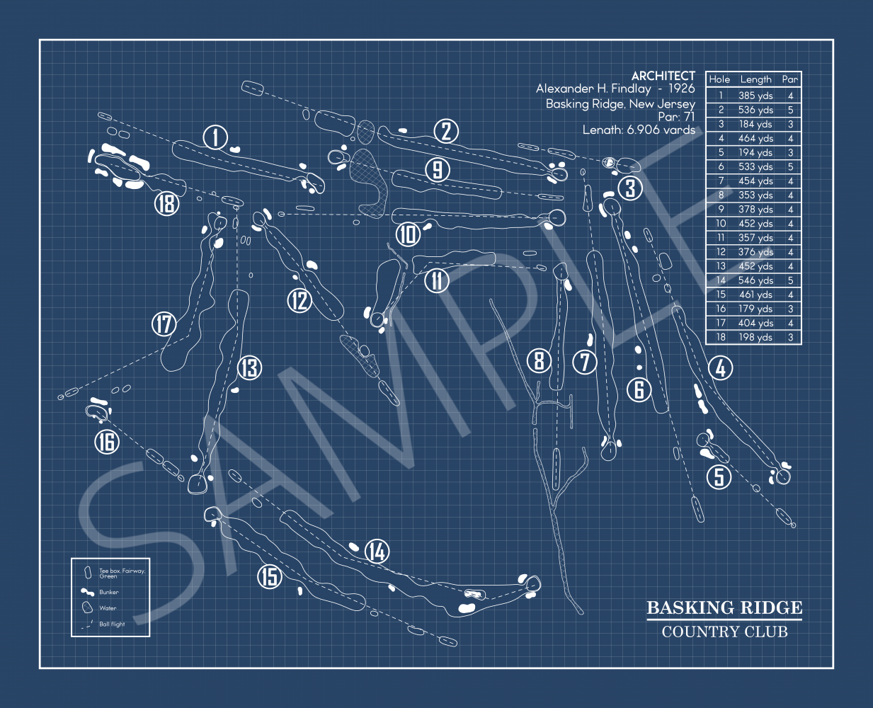 Basking Ridge Country Club Blueprint (Print)