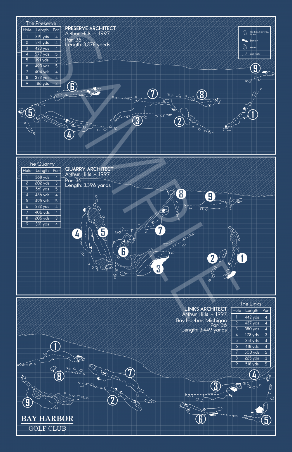 Bay Harbor Golf Club Blueprint (Print)