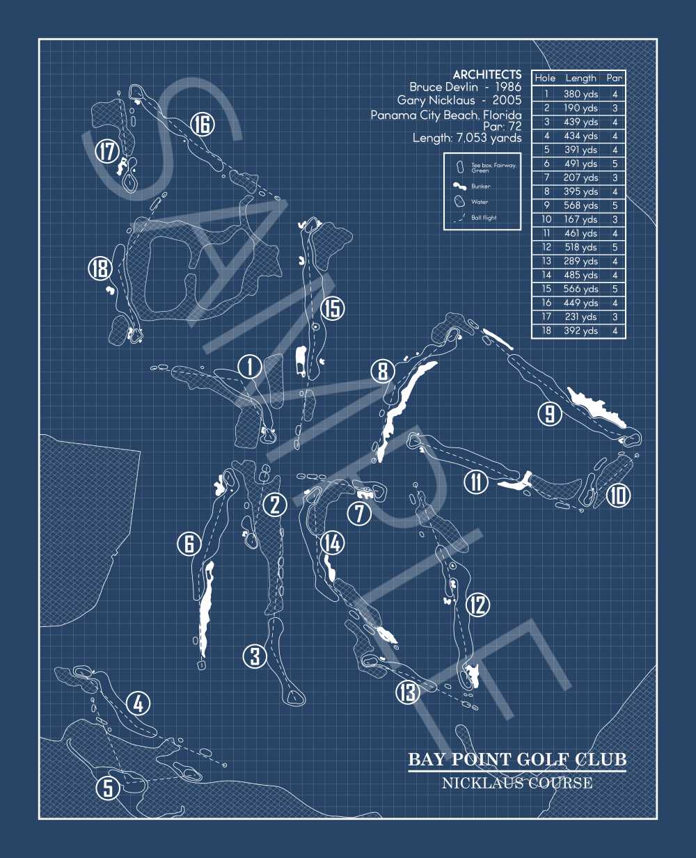 Bay Point Golf Club Nicklaus Course Blueprint (Print)