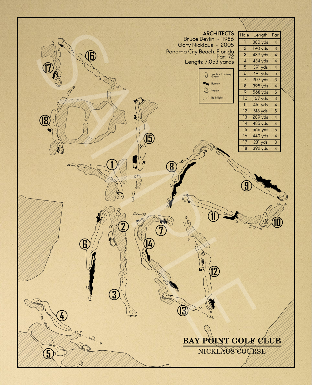 Bay Point Golf Club Nicklaus Course Outline (Print)