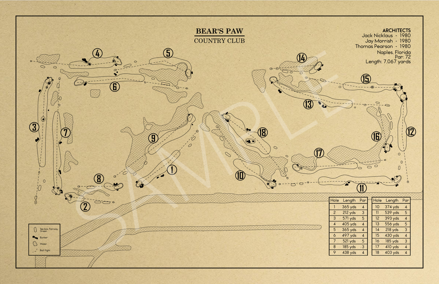 Bear's Paw Country Club Outline (Print)