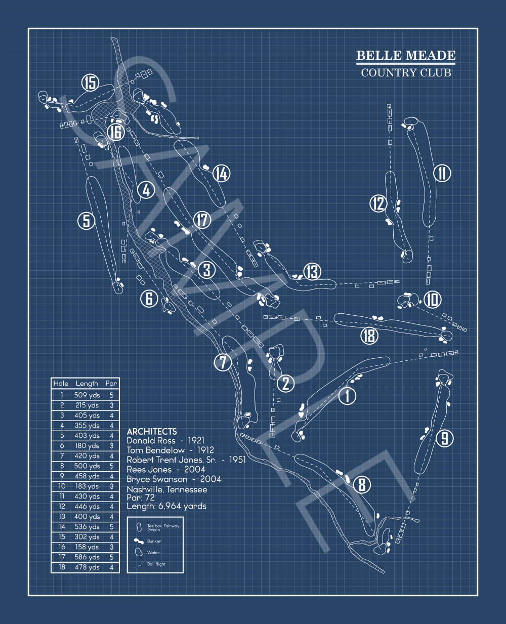 Belle Meade Country Club Blueprint (Print)