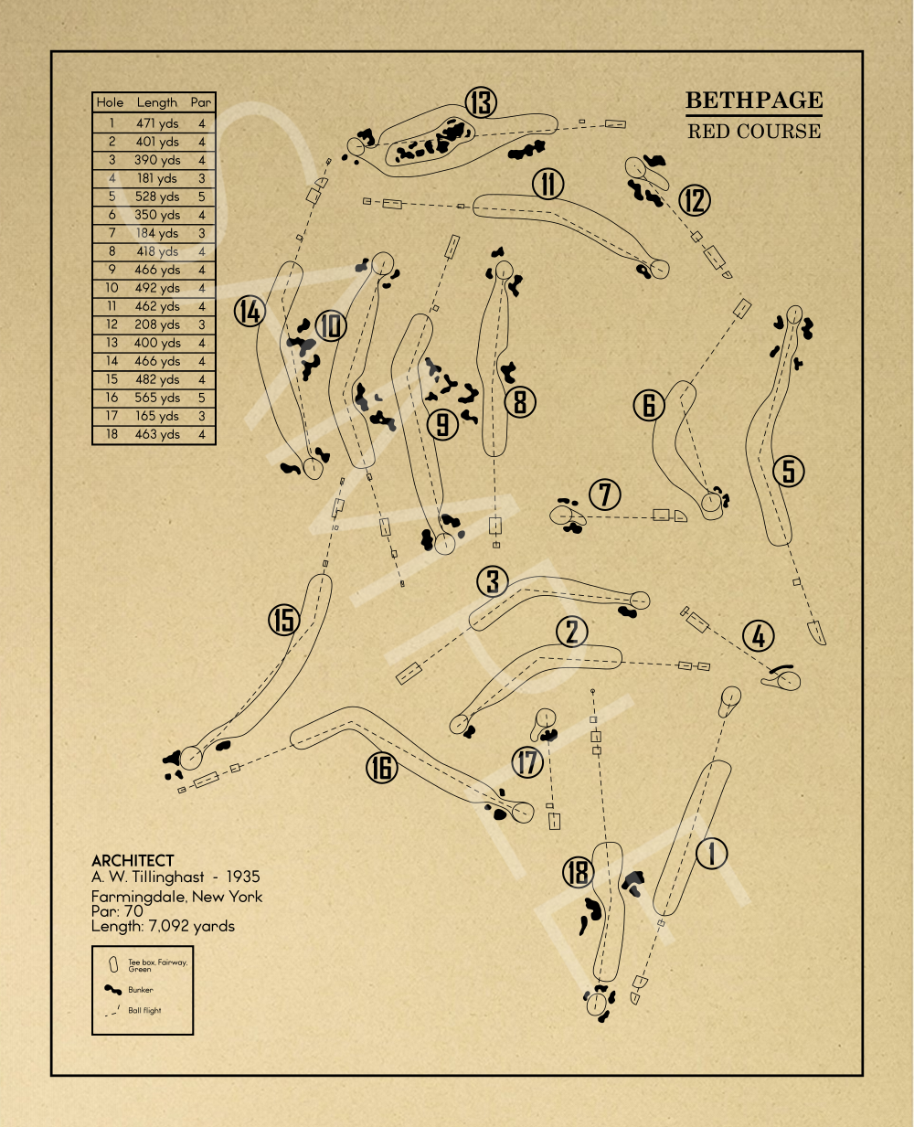 Bethpage Red Course Outline (Print)