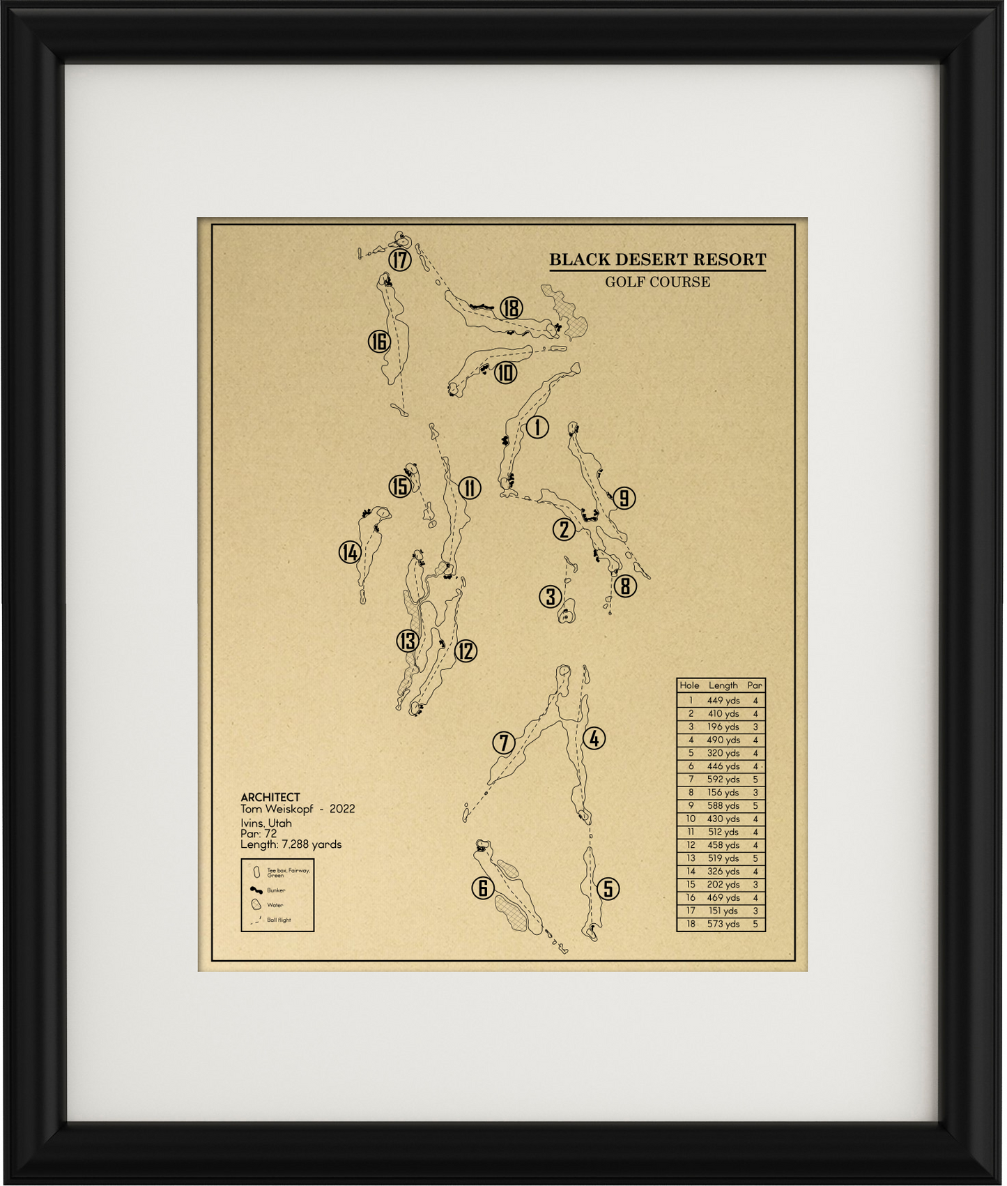 Black Desert Resort Golf Course Outline (Print)