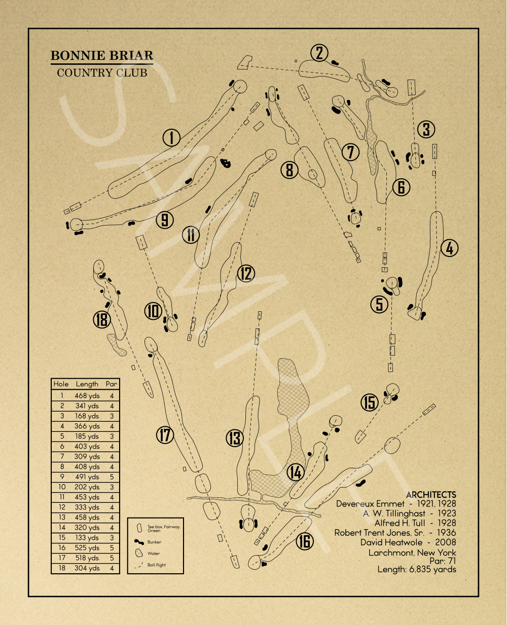 Bonnie Briar Country Club Outline (Print)