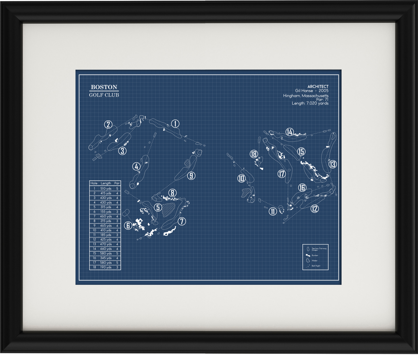 Boston Golf Club Blueprint (Print)