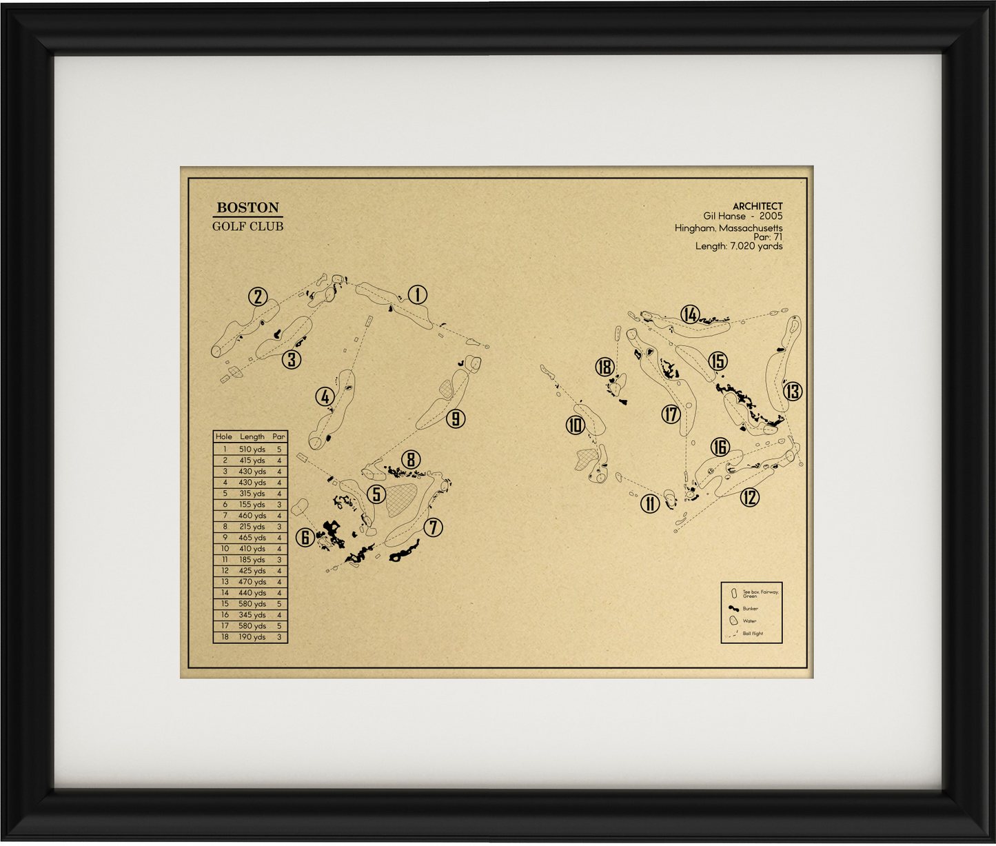 Boston Golf Club Outline (Print)