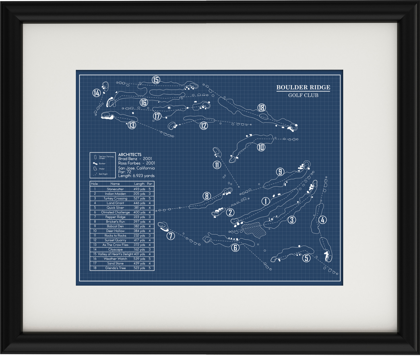 Boulder Ridge Golf Club Blueprint (Print)