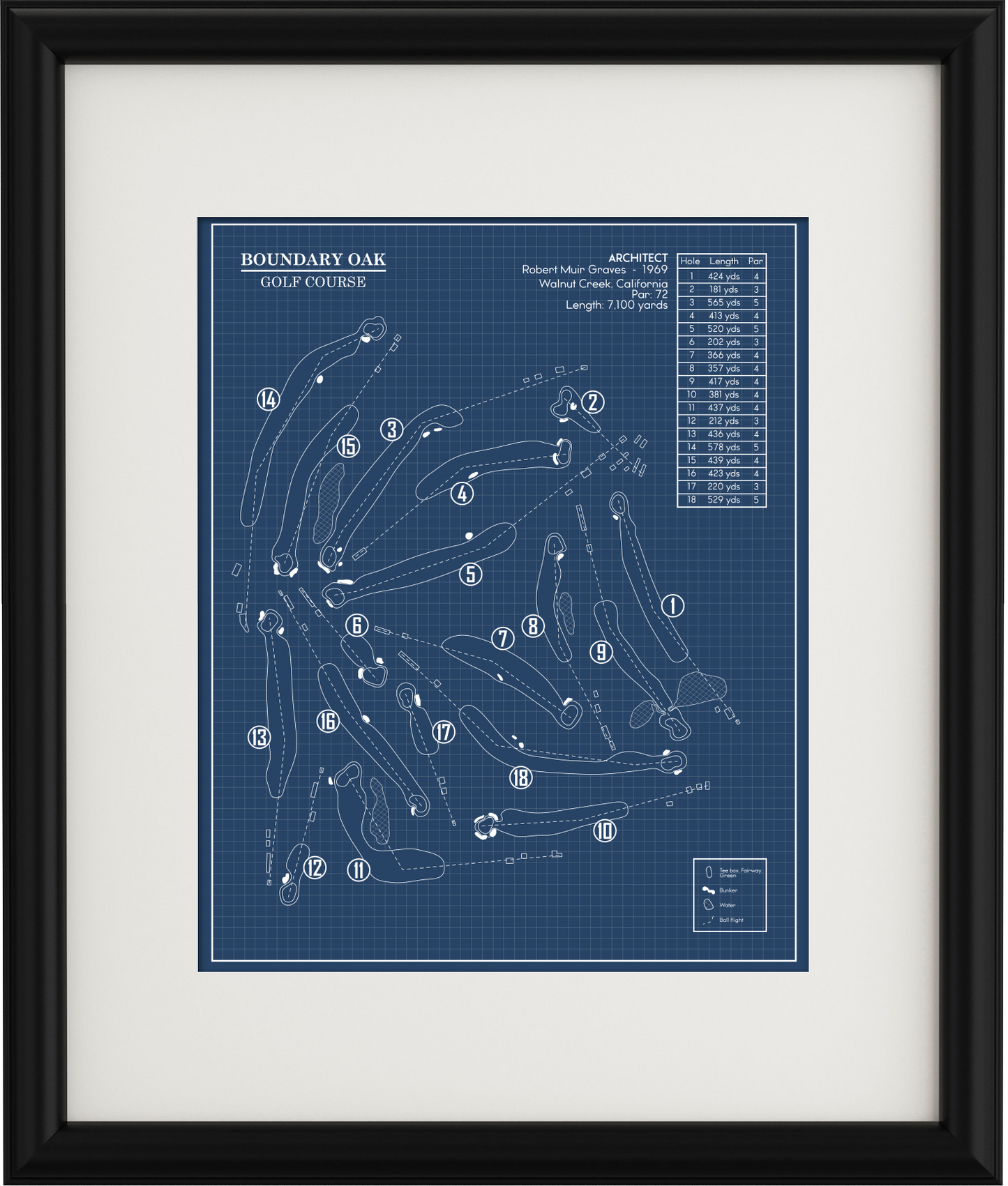 Boundary Oak Golf Course Blueprint (Print)