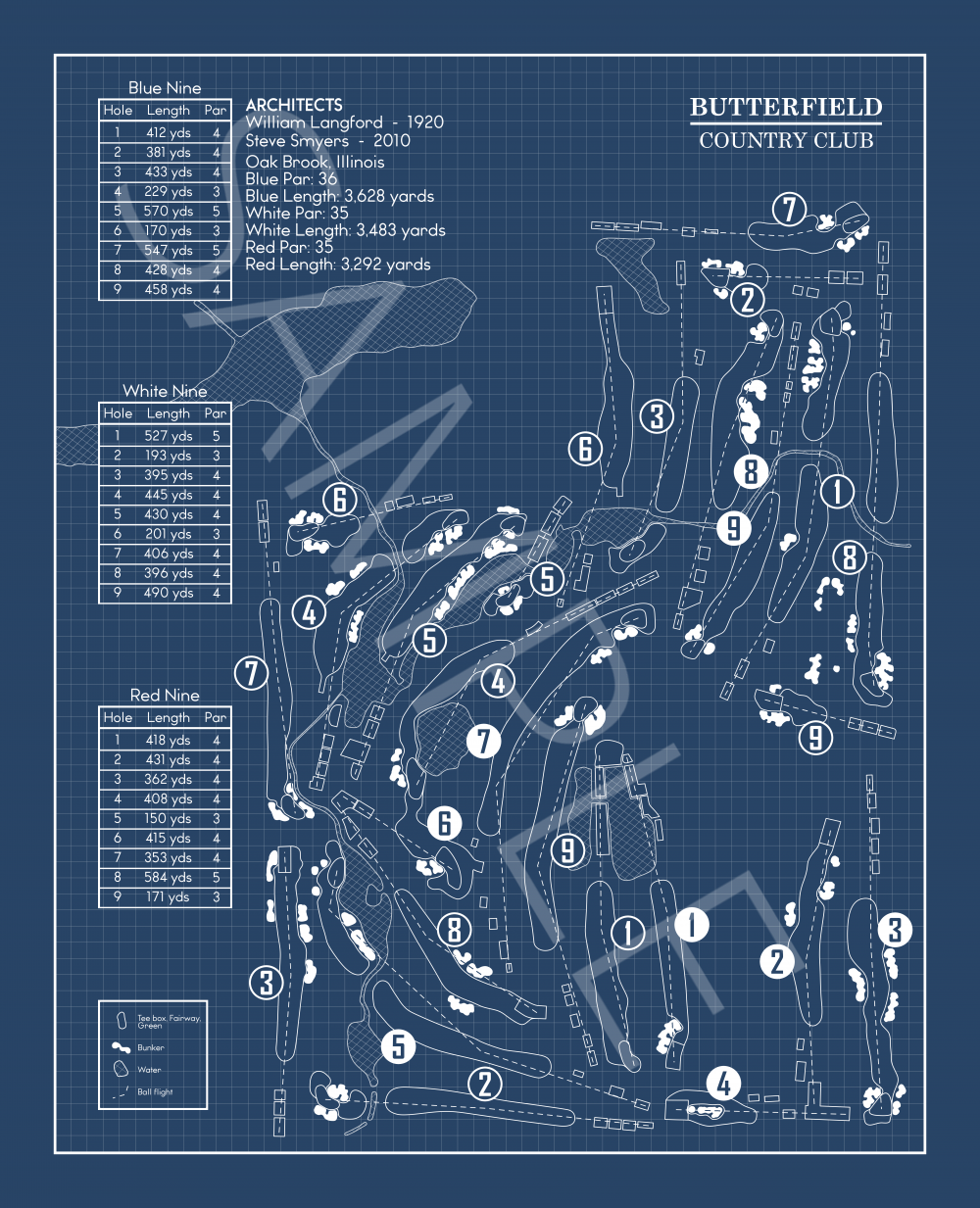 Butterfield Country Club Blueprint (Print)