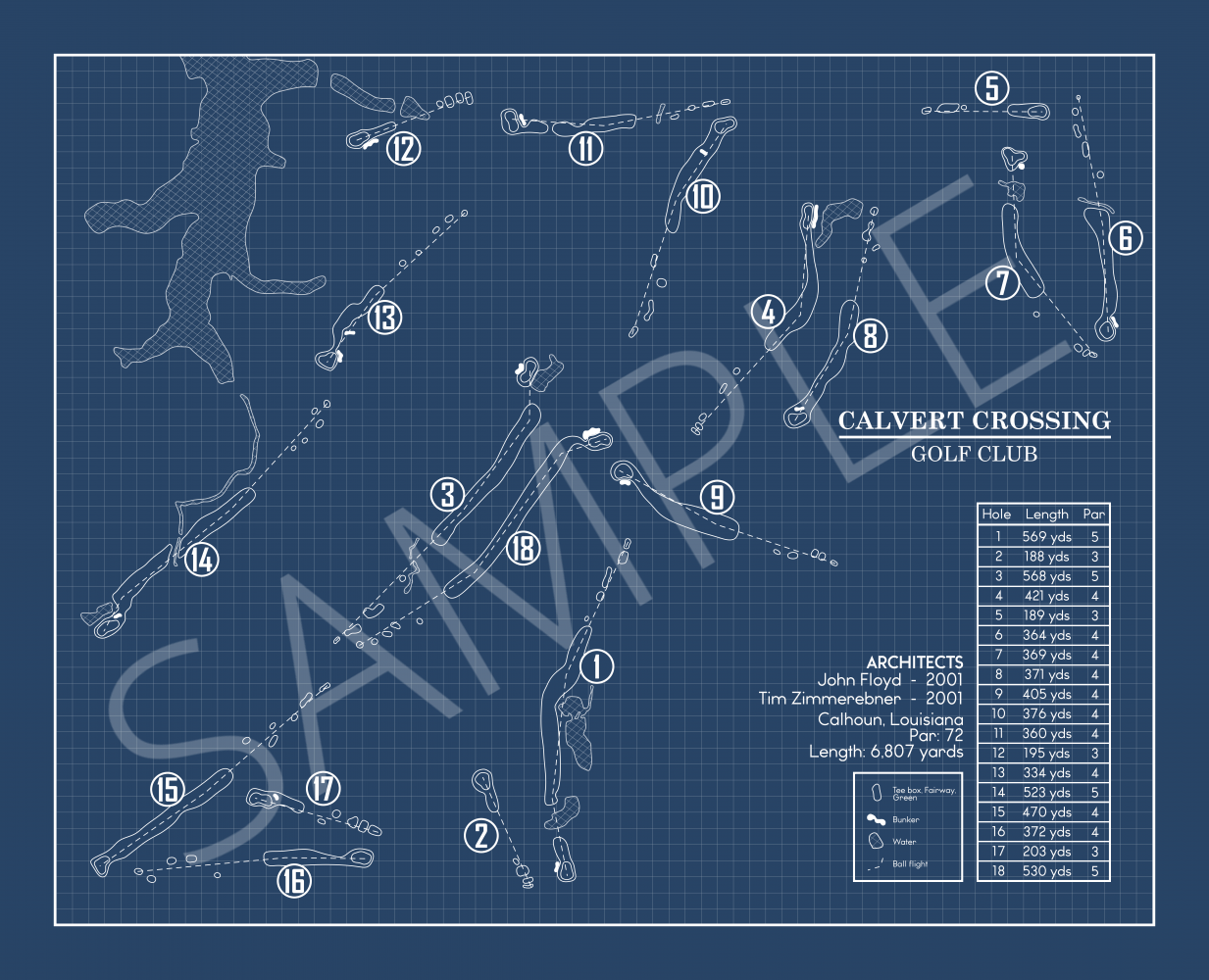 Calvert Crossing Golf Club Blueprint (Print)
