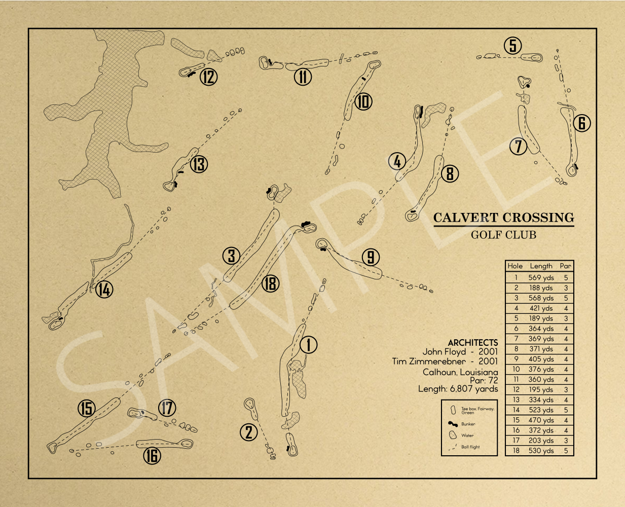 Calvert Crossing Golf Club Outline (Print)