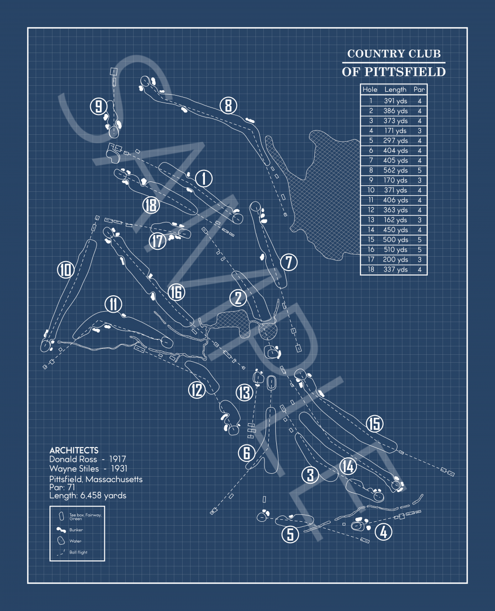 Country Club of Pittsfield Blueprint (Print)