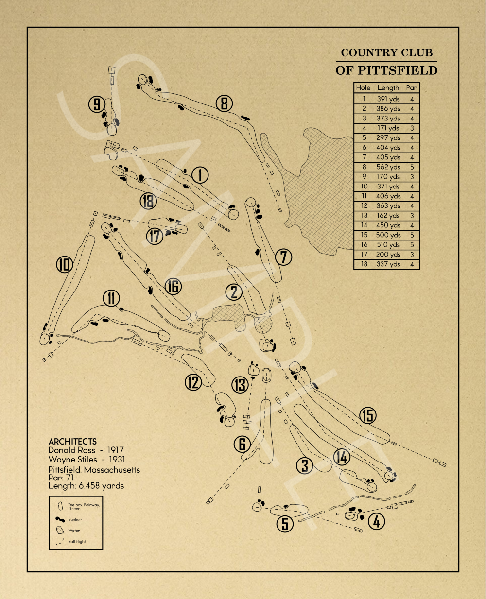 Country Club of Pittsfield Outline (Print)