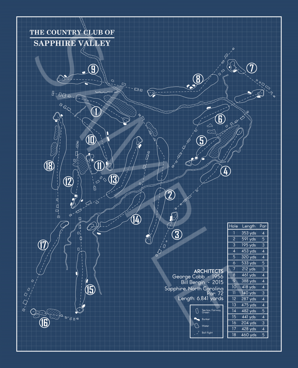 The Country Club of Sapphire Blueprint (Print)