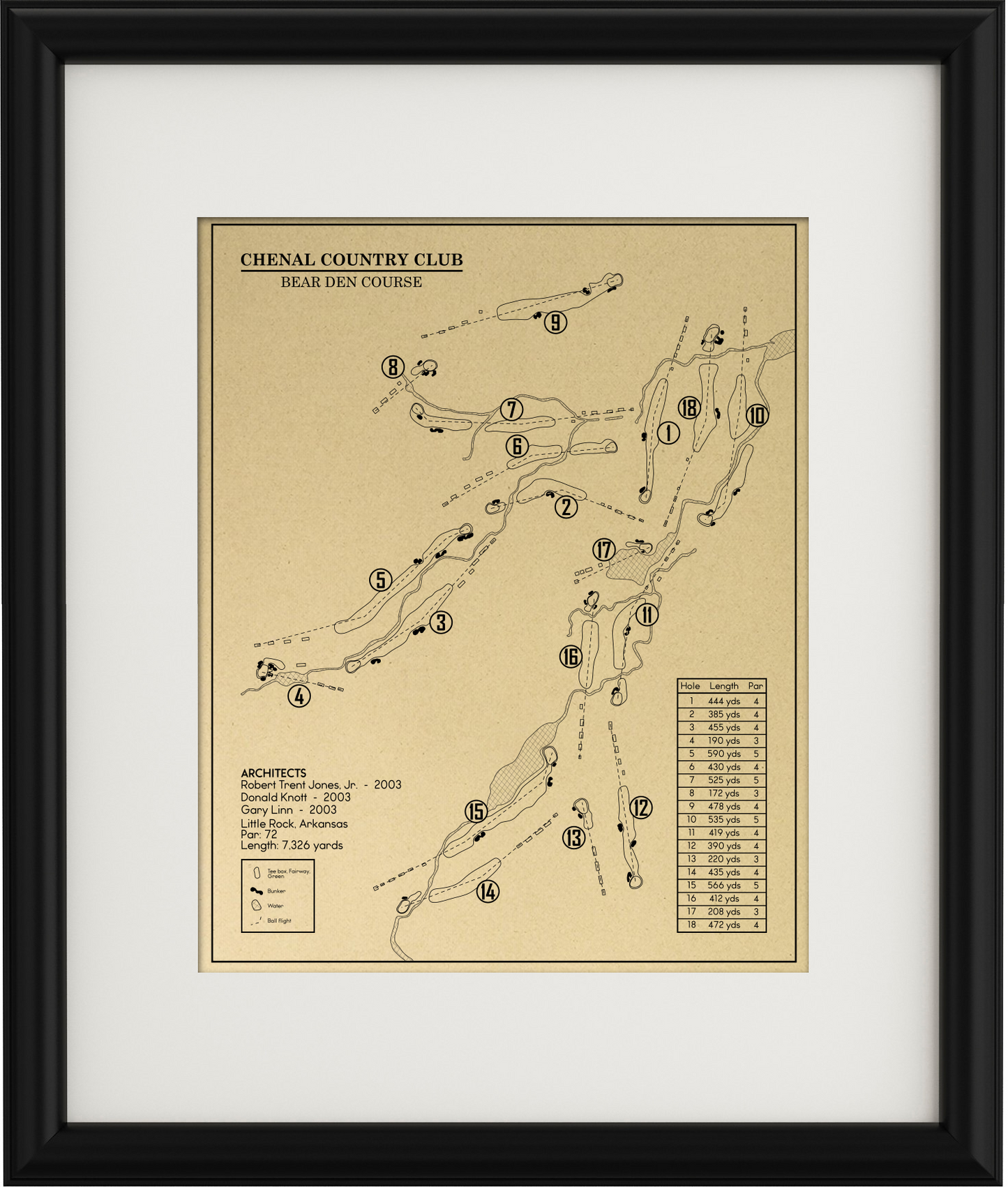 Chenal Country Club Bear Den Course Outline (Print)