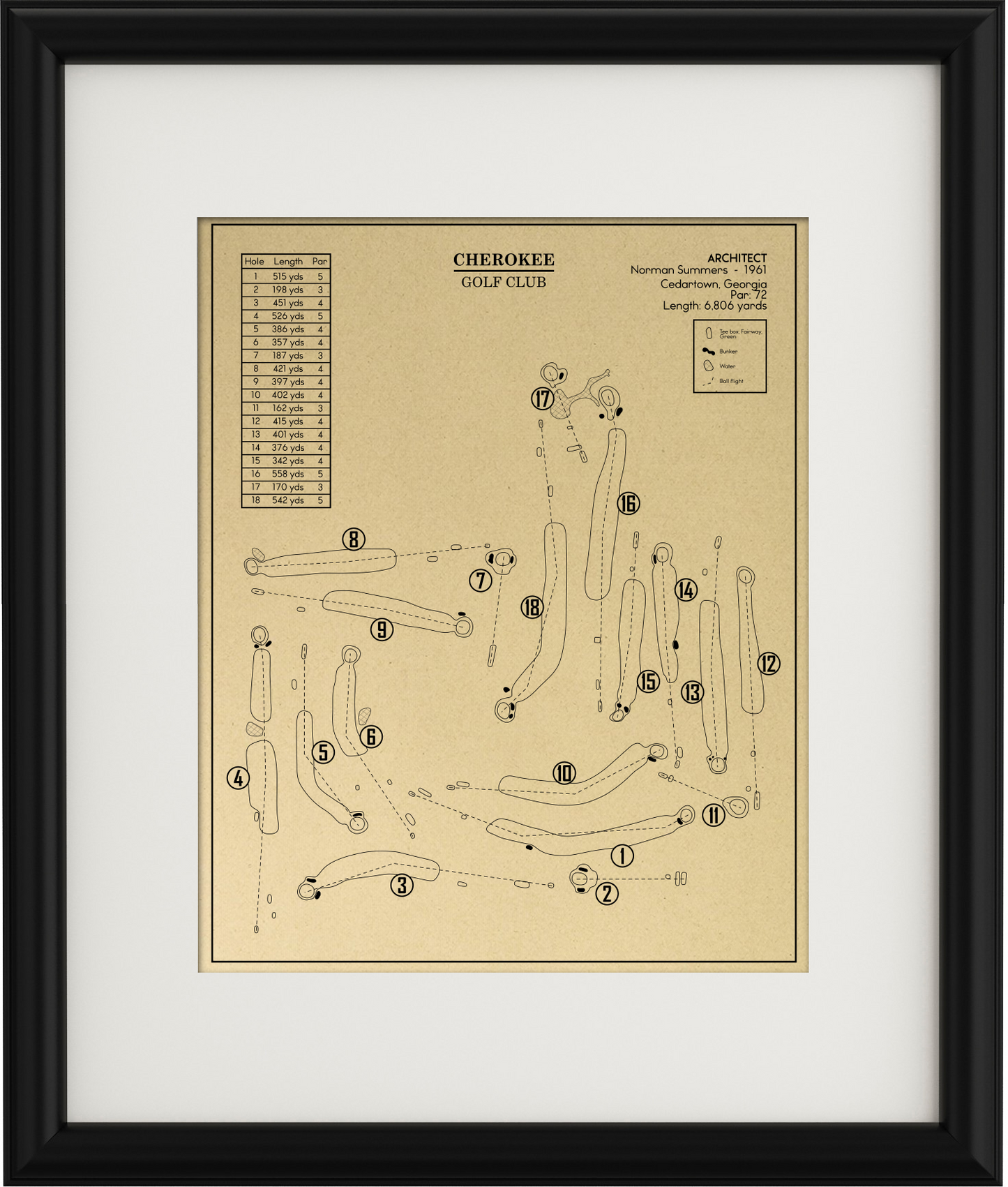 Cherokee Golf Club Outline (Print)