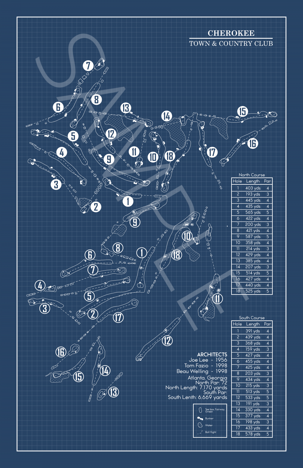 Cherokee Town & Country Club Blueprint (Print)