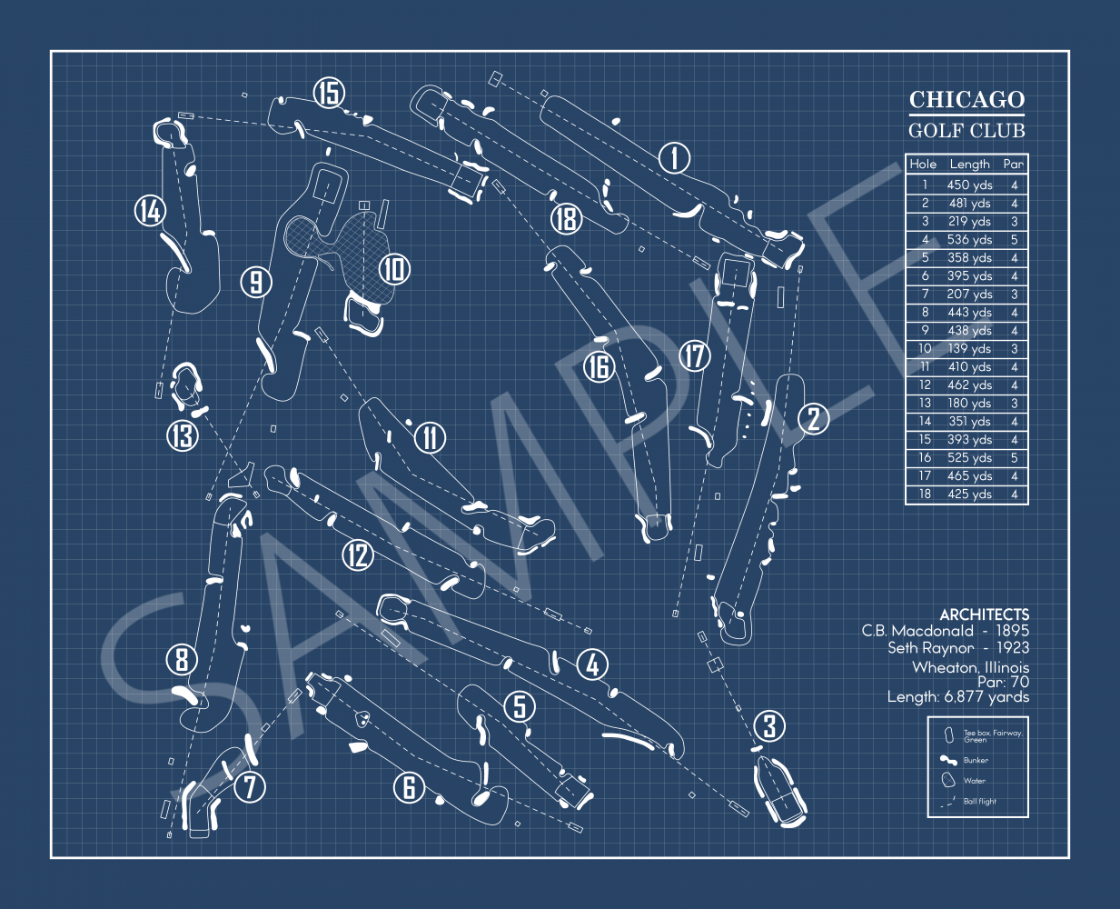 Chicago Golf Club Blueprint (Print)