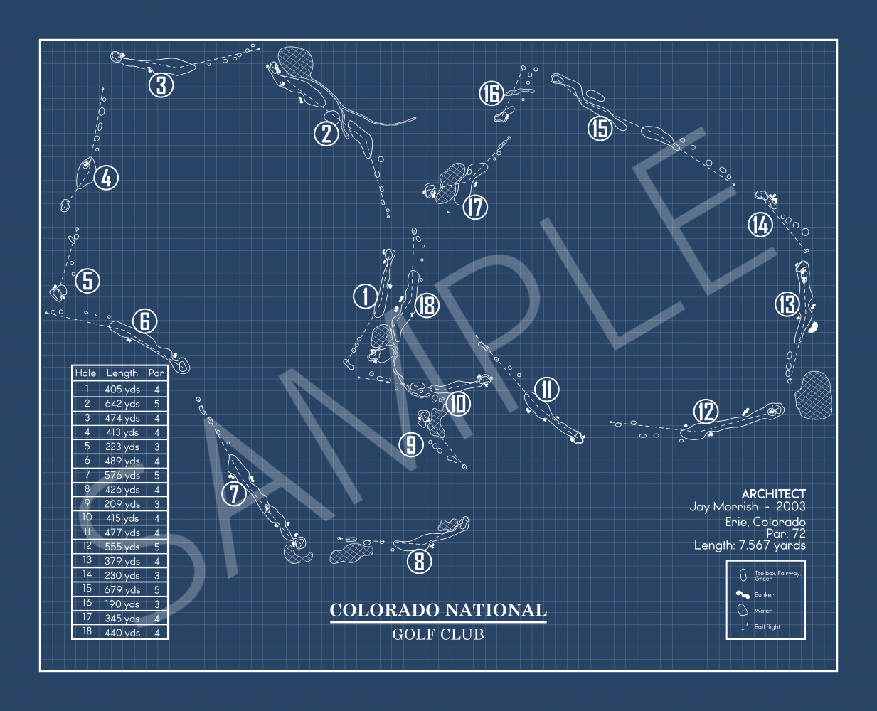 Colorado National Golf Club Blueprint (Print)