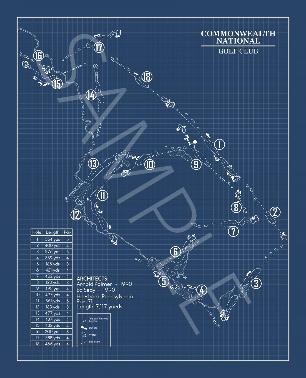 Commonwealth National Golf Club Blueprint (Print)