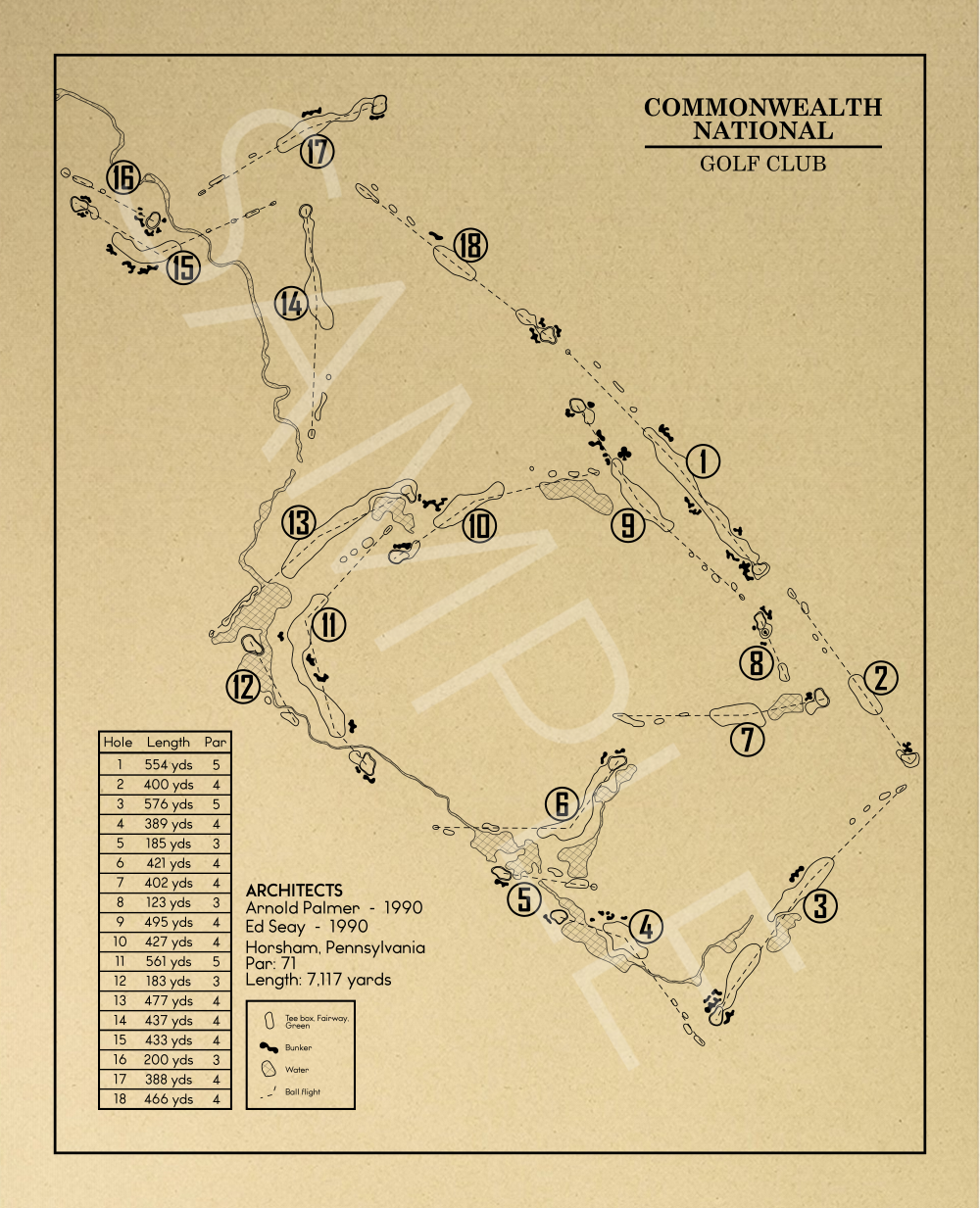 Commonwealth National Golf Club Outline (Print)