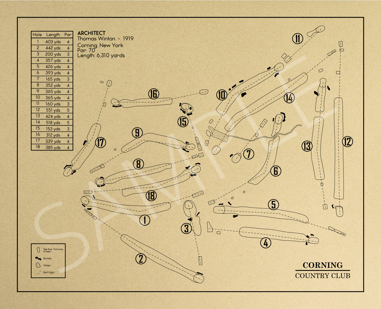 Corning Country Club Outline (Print)