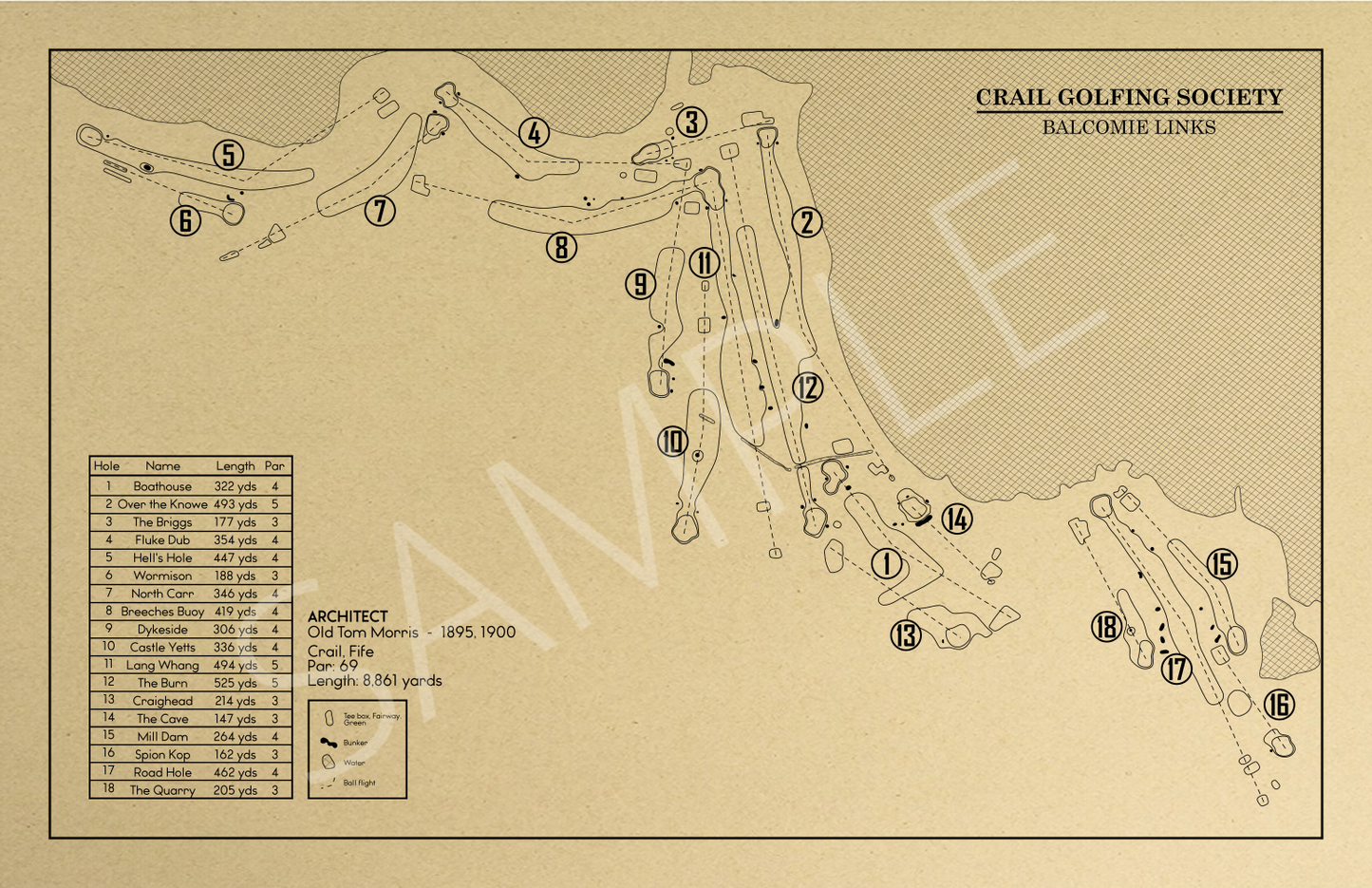 Crail Golf Society Balcomie Links Outline (Print)