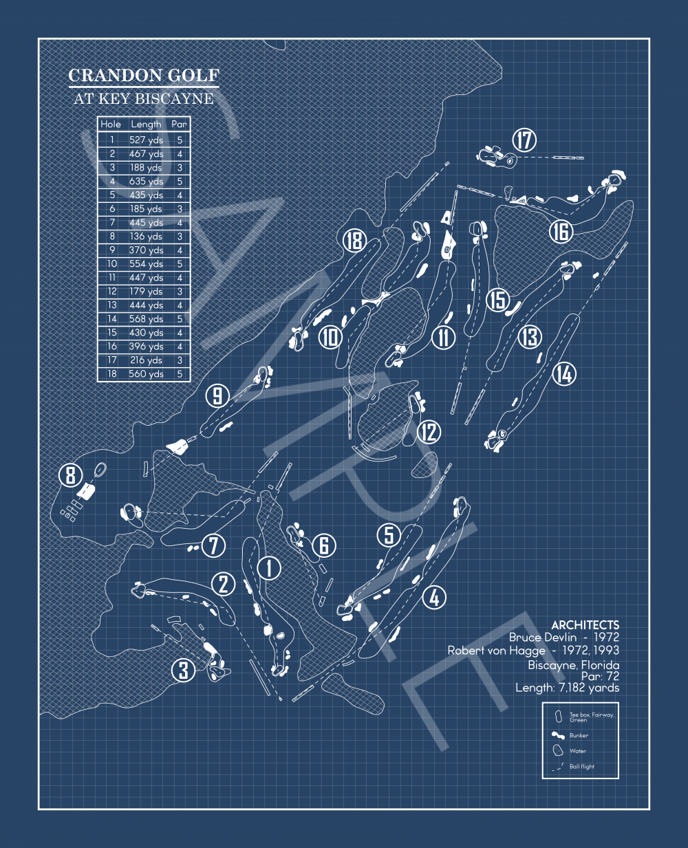 Crandon Golf at Key Biscayne Blueprint (Print)