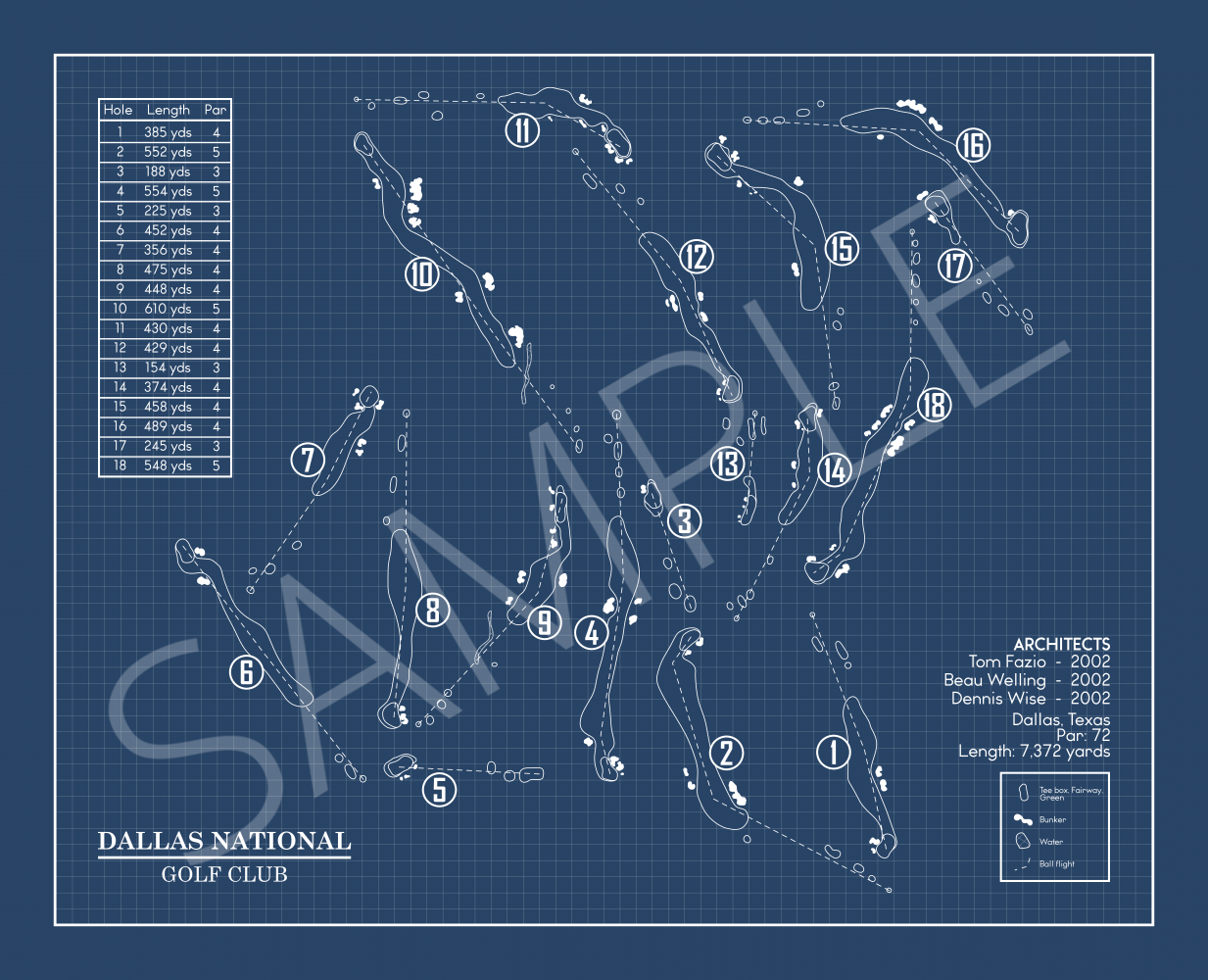 Dallas National Golf Club Blueprint (Print)